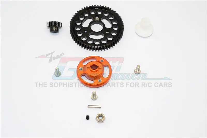 Traxxas Craniac Aluminum Spur Gear Adapter+Steel Gear 58T & 15T - 1 Set? Orange 1