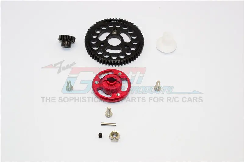Traxxas Craniac Aluminum Spur Gear Adapter+Steel Gear 58T & 15T - 1 Set? Red 1