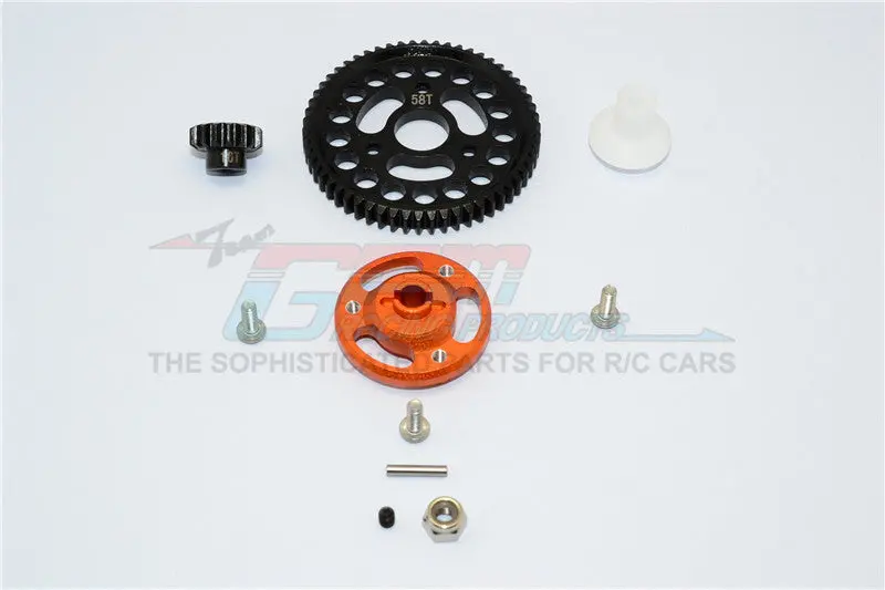 Traxxas Craniac Aluminum Spur Gear Adapter+Steel Gear 58T & 16T - 1 Set? Orange 1