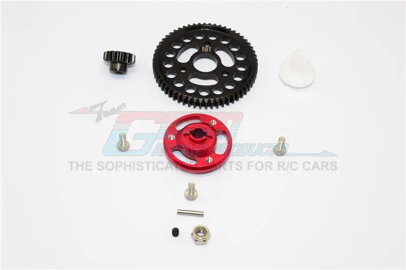 Traxxas Craniac Aluminum Spur Gear Adapter+Steel Gear 58T & 16T - 1 Set? Red 1