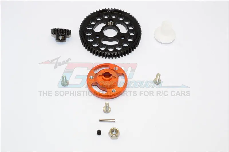 Traxxas Craniac Aluminum Spur Gear Adapter+Steel Gear 58T & 17T - 1 Set? Orange 1
