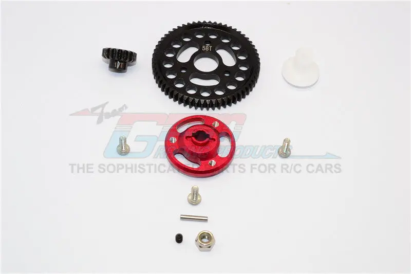 Traxxas Craniac Aluminum Spur Gear Adapter+Steel Gear 58T & 17T - 1 Set? Red 1