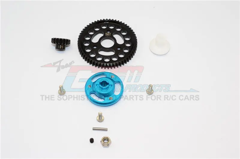 Traxxas Craniac Aluminum Spur Gear Adapter+Steel Gear 58T & 17T - 1 Set? Sky Blue 1