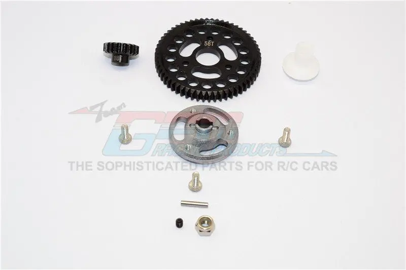 Traxxas Craniac Aluminum Spur Gear Adapter+Steel Gear 58T & 18T - 1 Set Gray Silver 1