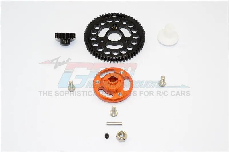 Traxxas Craniac Aluminum Spur Gear Adapter+Steel Gear 58T & 18T - 1 Set Orange 1