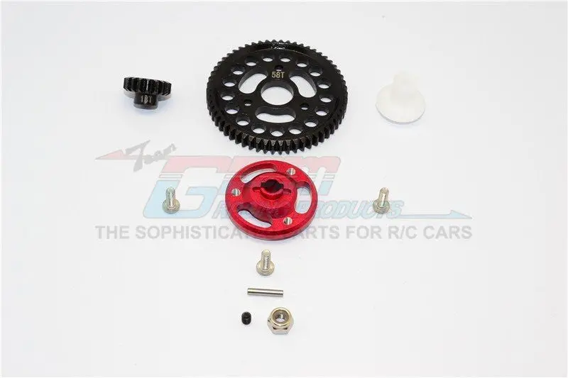 Traxxas Craniac Aluminum Spur Gear Adapter+Steel Gear 58T & 18T - 1 Set Red 1