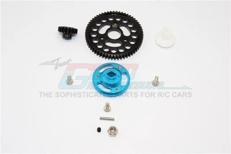 Traxxas Craniac Aluminum Spur Gear Adapter+Steel Gear 58T & 18T - 1 Set Sky Blue 1