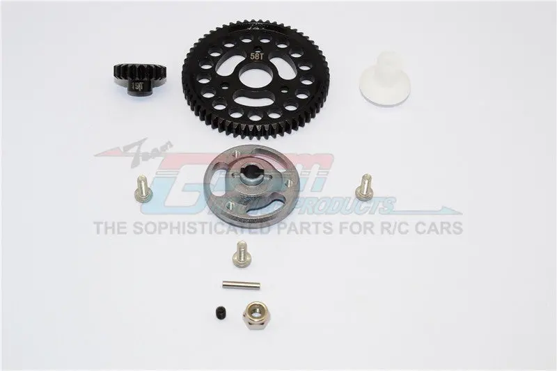 Traxxas Craniac Aluminum Spur Gear Adapter+Steel Gear 58T & 19T - 1 Set Gray Silver 1