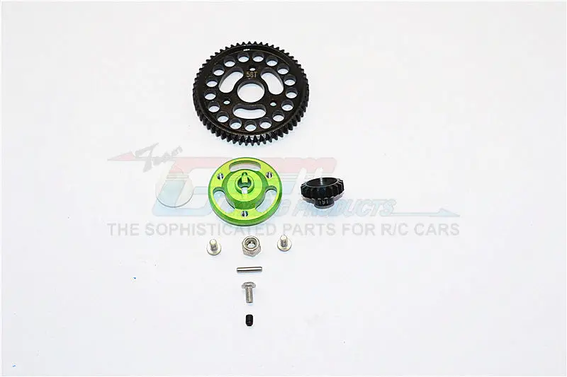 Traxxas Craniac Aluminum Spur Gear Adapter+Steel Gear 58T & 19T - 1 Set Green 1