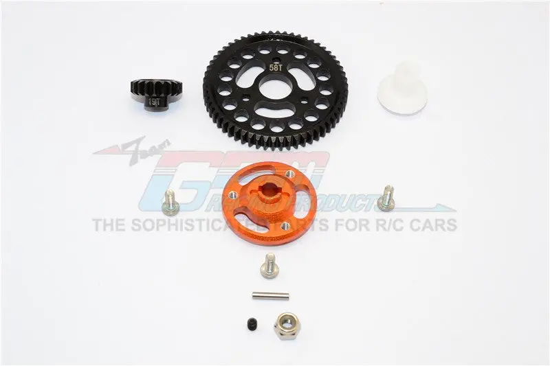 Traxxas Craniac Aluminum Spur Gear Adapter+Steel Gear 58T & 19T - 1 Set Orange 1