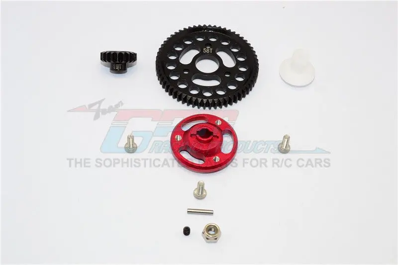Traxxas Craniac Aluminum Spur Gear Adapter+Steel Gear 58T & 19T - 1 Set Red 1