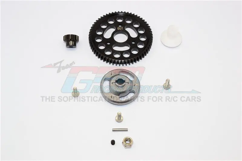 Traxxas Craniac Aluminum Spur Gear Adapter+Steel Gear 60T & 13T - 1 Set Gray Silver 1