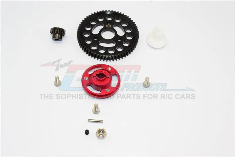 Traxxas Craniac Aluminum Spur Gear Adapter+Steel Gear 60T & 13T - 1 Set Red 1