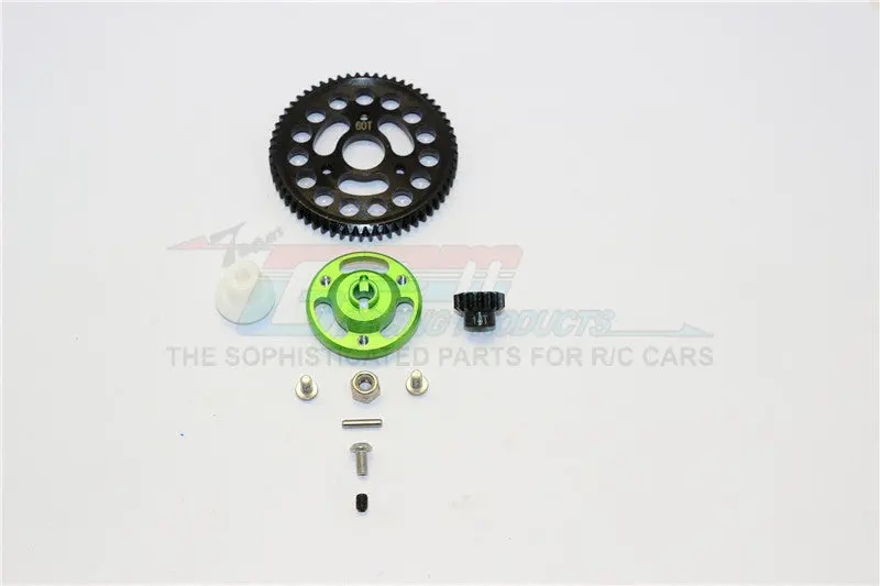 Traxxas Craniac Aluminum Spur Gear Adapter+Steel Gear 60T & 14T - 1 Set Green 1