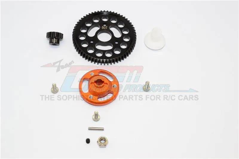 Traxxas Craniac Aluminum Spur Gear Adapter+Steel Gear 60T & 14T - 1 Set Orange 1