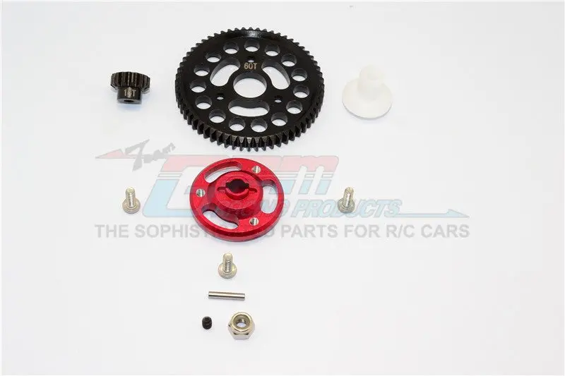 Traxxas Craniac Aluminum Spur Gear Adapter+Steel Gear 60T & 14T - 1 Set Red 1