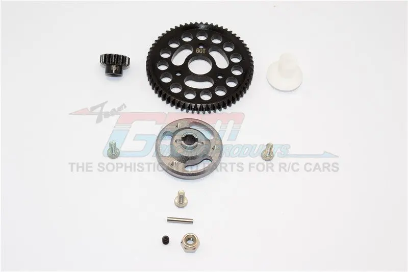 Traxxas Craniac Aluminum Spur Gear Adapter+Steel Gear 60T & 15T - 1 Set Gray Silver 1