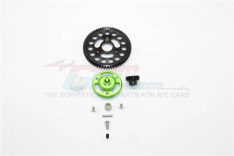 Traxxas Craniac Aluminum Spur Gear Adapter+Steel Gear 60T & 15T - 1 Set Green 1