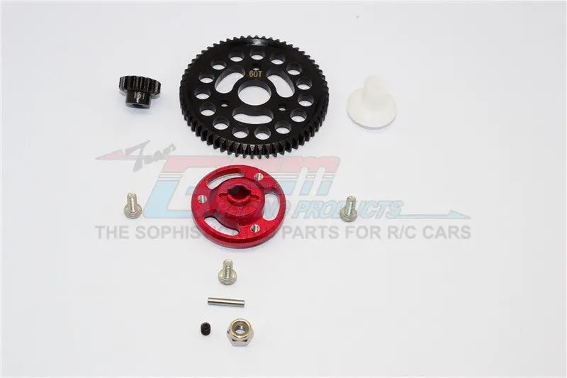 Traxxas Craniac Aluminum Spur Gear Adapter+Steel Gear 60T & 15T - 1 Set Red 1