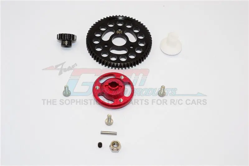 Traxxas Craniac Aluminum Spur Gear Adapter+Steel Gear 60T & 16T - 1 Set Red 1