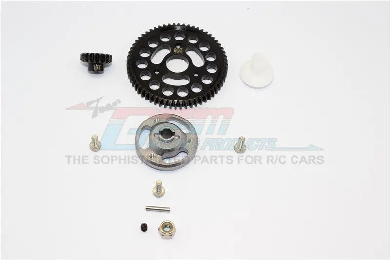 Traxxas Craniac Aluminum Spur Gear Adapter+Steel Gear 60T & 17T - 1 Set Gray Silver 1