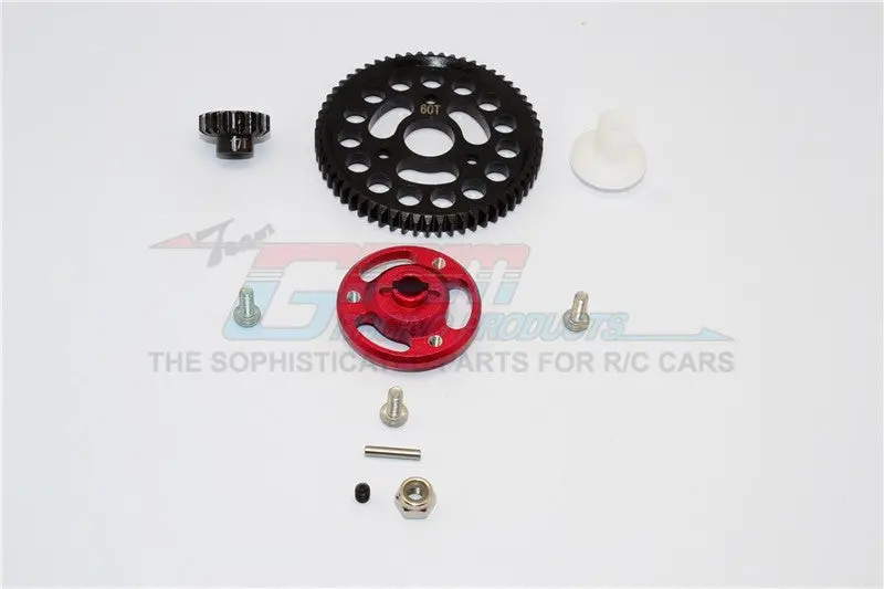 Traxxas Craniac Aluminum Spur Gear Adapter+Steel Gear 60T & 17T - 1 Set Red 1