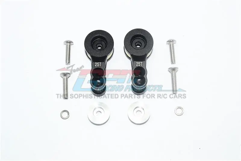 Traxxas E-Revo 2.0 Vxl Brushless (86086-4) Aluminum 25T Servo Horn With Built-In Spring - 2Pc Set Black 1
