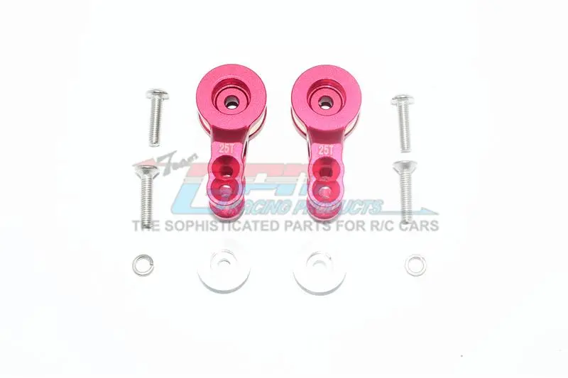 Traxxas E-Revo 2.0 Vxl Brushless (86086-4) Aluminum 25T Servo Horn With Built-In Spring - 2Pc Set Red 1