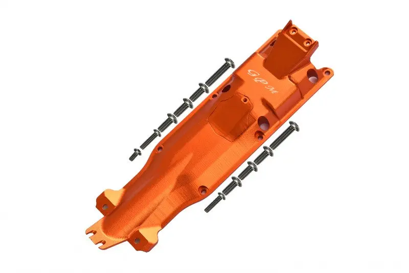 Traxxas E-Revo 2.0 Vxl Brushless (86086-4) Aluminum 3D Skid Plate For Middle Of Chassis - 1 Set Orange 1