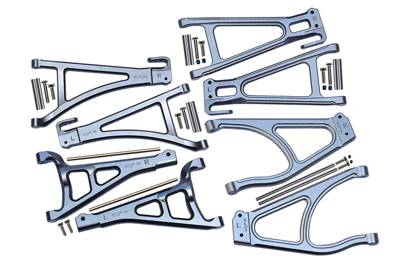 Traxxas E-Revo 2.0 Vxl Brushless (86086-4) Aluminum Full Suspension Arm Set (Front+Rear & Upper+Lower) - 8Pc Set Gray Silver 1