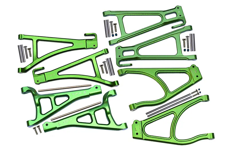 Traxxas E-Revo 2.0 Vxl Brushless (86086-4) Aluminum Full Suspension Arm Set (Front+Rear & Upper+Lower) - 8Pc Set Green 1