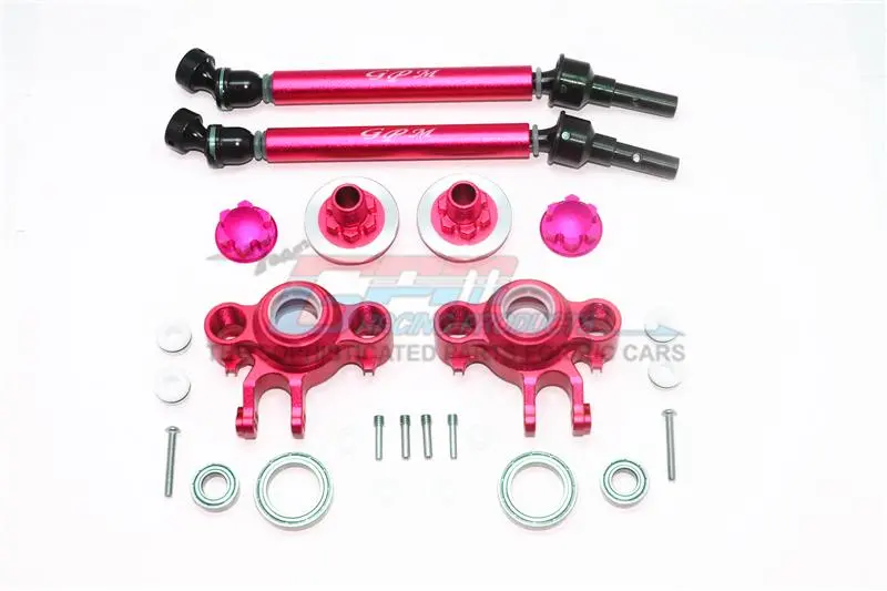 Traxxas E-Revo Brushless (56087-1) Aluminum Upgrade Set (Cvd, Front/Rear Knuckle Arms, Wheel Hex Claw + Wheel Lock) - 6Pc Set Red 1