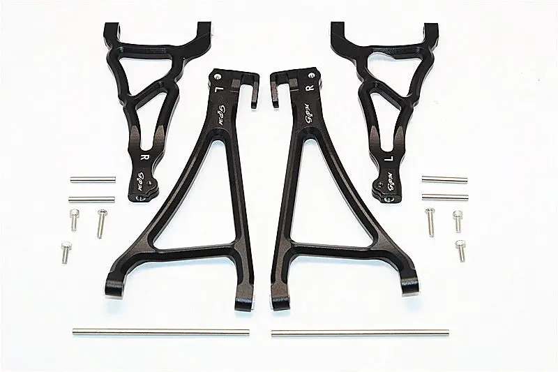 Traxxas E-Revo Brushless Edition Aluminum Front Upper & Lower Suspension Arm - 4Pcs Set Black 1