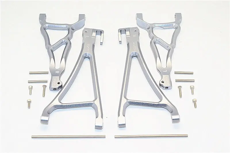Traxxas E-Revo Brushless Edition Aluminum Front Upper & Lower Suspension Arm - 4Pcs Set Gray Silver 1