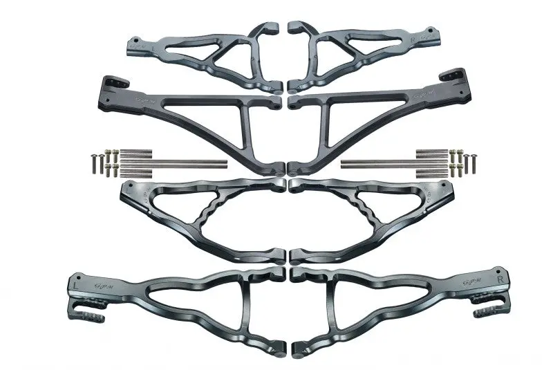 Traxxas E-Revo Brushless Edition Aluminum Front+Rear Upper & Lower Suspension Arm - 8Pcs Set Gray Silver 1