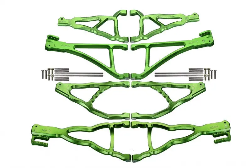 Traxxas E-Revo Brushless Edition Aluminum Front+Rear Upper & Lower Suspension Arm - 8Pcs Set Green 1
