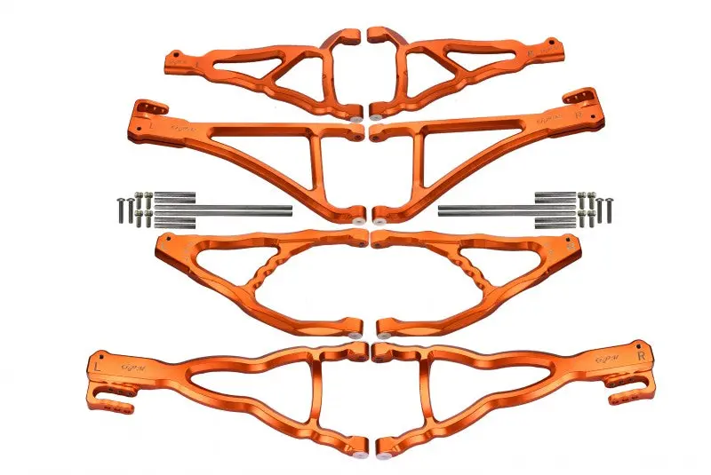 Traxxas E-Revo Brushless Edition Aluminum Front+Rear Upper & Lower Suspension Arm - 8Pcs Set Orange 1