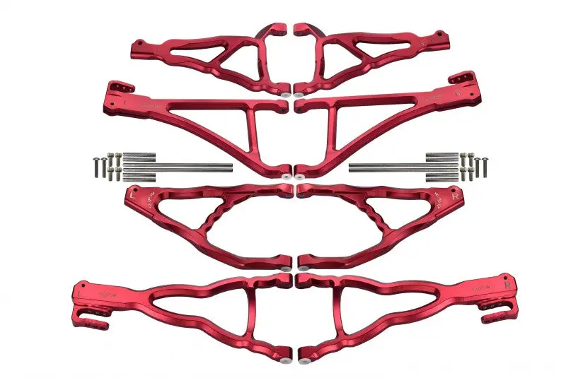 Traxxas E-Revo Brushless Edition Aluminum Front+Rear Upper & Lower Suspension Arm - 8Pcs Set Red 1