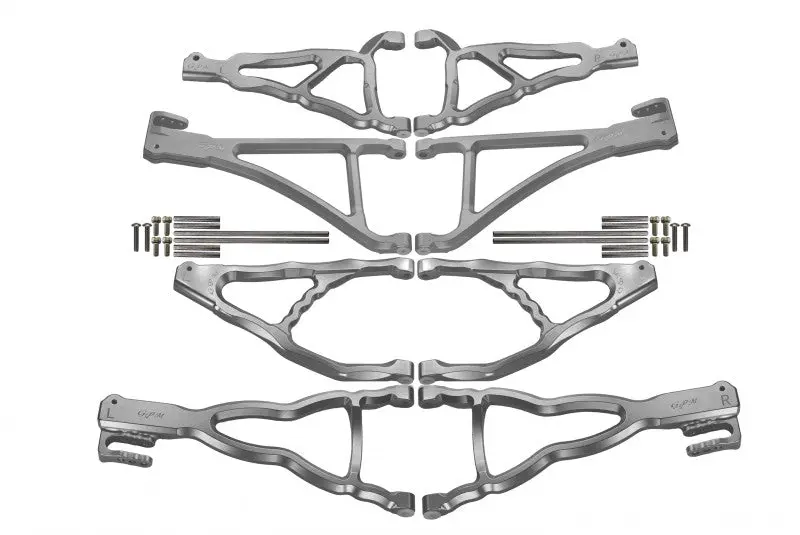 Traxxas E-Revo Brushless Edition Aluminum Front+Rear Upper & Lower Suspension Arm - 8Pcs Set Silver 1