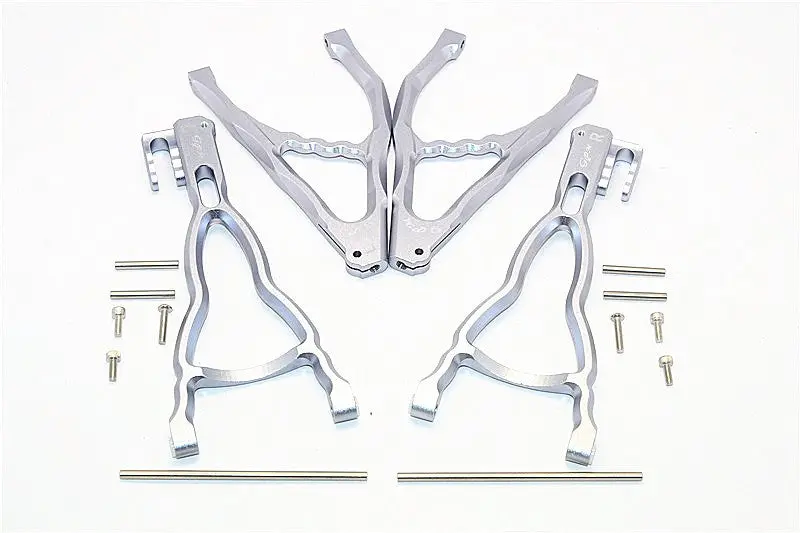 Traxxas E-Revo Brushless Edition Aluminum Rear Upper & Lower Suspension Arm - 4Pcs Set Gray Silver 1