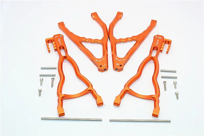 Traxxas E-Revo Brushless Edition Aluminum Rear Upper & Lower Suspension Arm - 4Pcs Set Orange 1