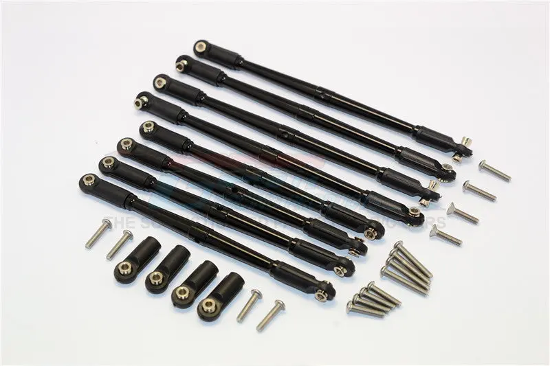 Traxxas E-Revo Brushless / Summit / Revo / Revo 3.3 Aluminum Anti-Clockwise Thread Steering Tie Rod - 8Pcs Set Black 1