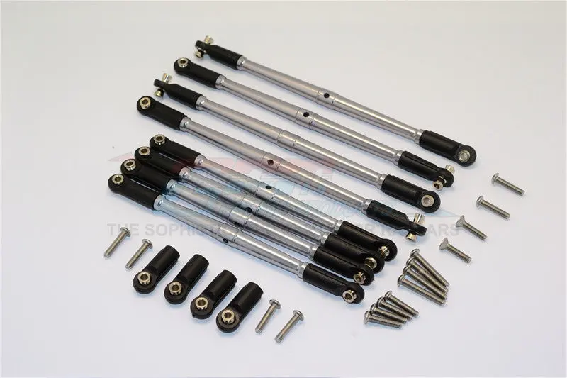 Traxxas E-Revo Brushless / Summit / Revo / Revo 3.3 Aluminum Anti-Clockwise Thread Steering Tie Rod - 8Pcs Set Gray Silver 1