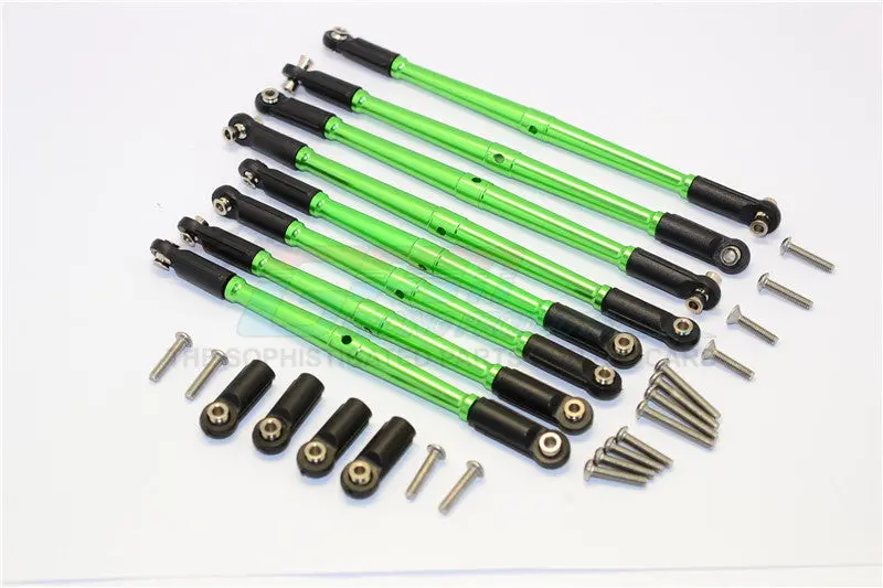 Traxxas E-Revo Brushless / Summit / Revo / Revo 3.3 Aluminum Anti-Clockwise Thread Steering Tie Rod - 8Pcs Set Green 1