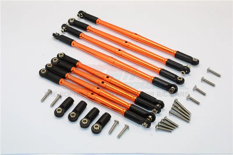 Traxxas E-Revo Brushless / Summit / Revo / Revo 3.3 Aluminum Anti-Clockwise Thread Steering Tie Rod - 8Pcs Set Orange 1