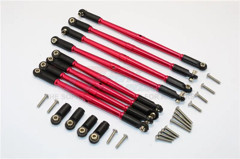 Traxxas E-Revo Brushless / Summit / Revo / Revo 3.3 Aluminum Anti-Clockwise Thread Steering Tie Rod - 8Pcs Set Red 1