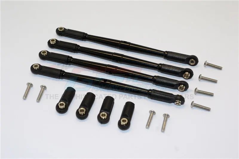 Traxxas E-Revo Brushless / Summit / Revo / Revo 3.3 Aluminum Front/Rear Anti-Clockwise Thread Link Rod - 4Pcs Set Black 1