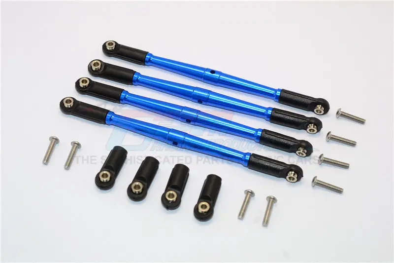 Traxxas E-Revo Brushless / Summit / Revo / Revo 3.3 Aluminum Front/Rear Anti-Clockwise Thread Link Rod - 4Pcs Set Blue 1