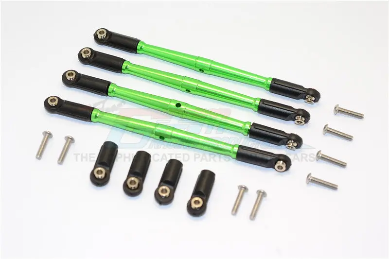 Traxxas E-Revo Brushless / Summit / Revo / Revo 3.3 Aluminum Front/Rear Anti-Clockwise Thread Link Rod - 4Pcs Set Green 1