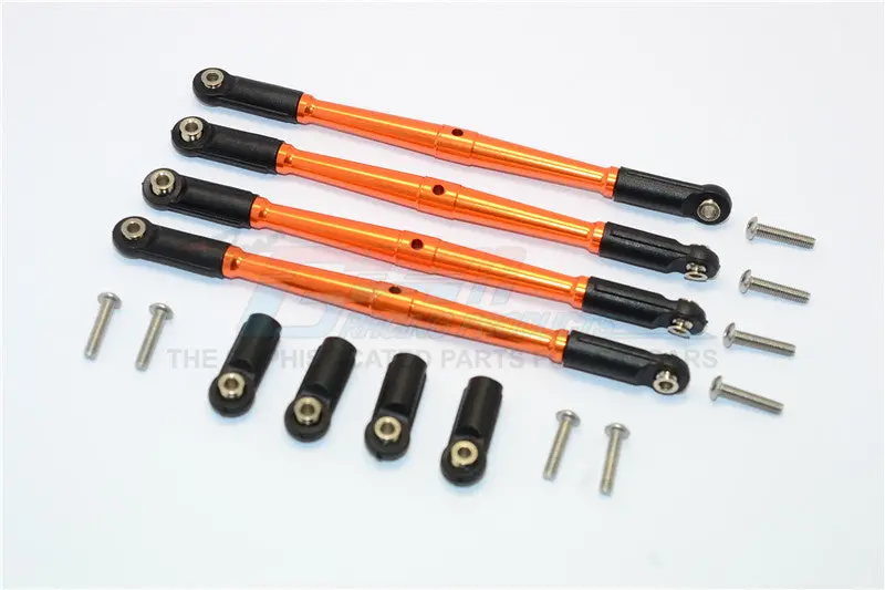 Traxxas E-Revo Brushless / Summit / Revo / Revo 3.3 Aluminum Front/Rear Anti-Clockwise Thread Link Rod - 4Pcs Set Orange 1